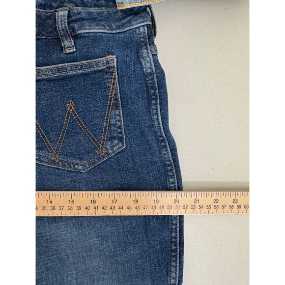 Wrangler Women's High‎ Rise Flare Jean 90s front pocket western blue sz 32x34 - Picture 8 of 10